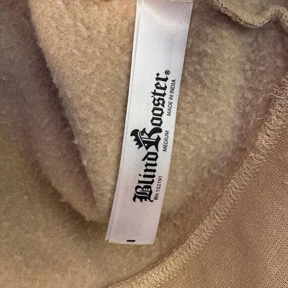 Blind Rooster by Ravelheart Embroidered Sweatshirt --Pale Khaki / Mushroom sz M - Picture 9 of 11